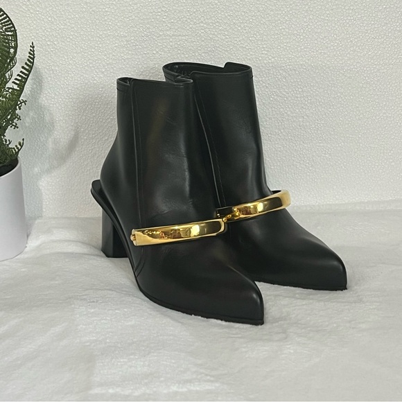 Alexander McQueen black with gold trim booties size 36 - Picture 1 of 16
